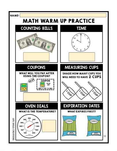 Math Warm Up - Life Skills - Daily Work - GOOGLE Bundle