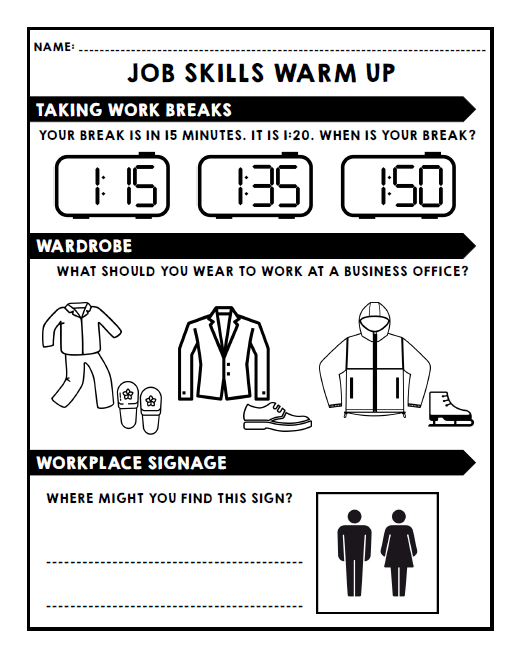 Job Skills Warm Ups - Life Skills - Daily Work - FREEBIE