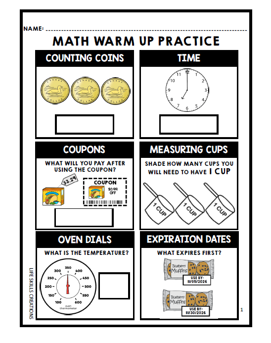 CANADIAN Math Warm Ups - Life Skills - Daily Work - Bundle