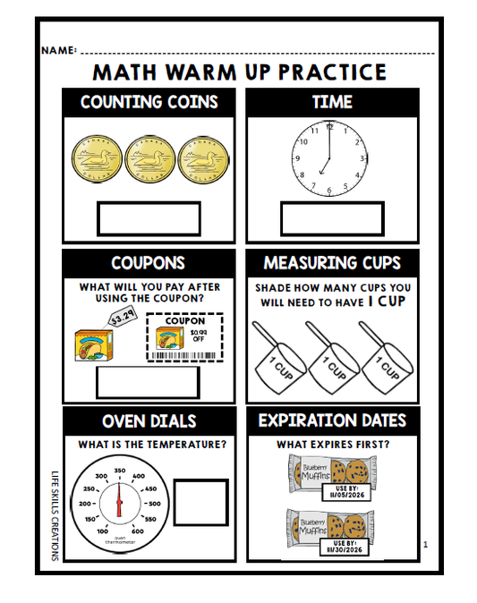 CANADIAN Math Warm Ups - Life Skills - Daily Work - Bundle