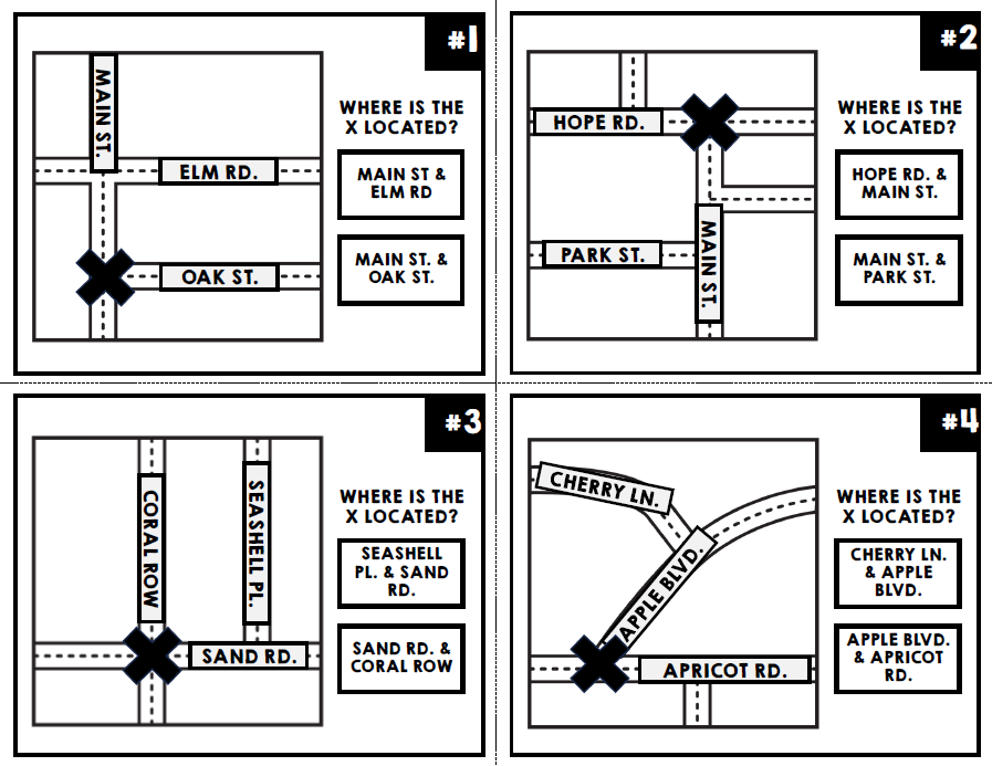 Life Skills Reading - Road Intersections Task Cards