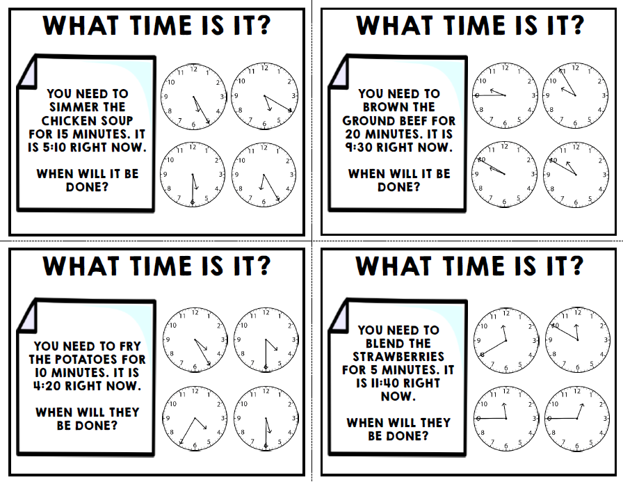 Life Skills - Task Cards - Time - Elapsed Time - Special Education - Unit Four