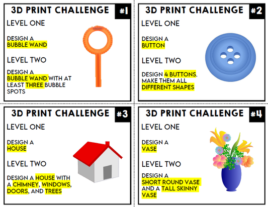 3D Printing Task Card Prompts