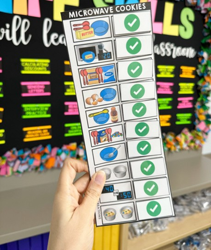 Life Skills Visual Recipe and Task Analysis - Microwave Cookie