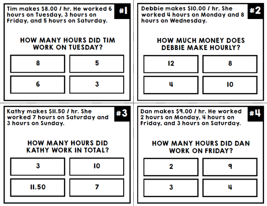 Life Skills Math - Pay Stub Task Cards - Job Skills