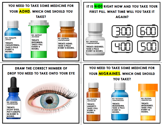 Life Skills Task Cards - Medicine Safety - Special Education - Reading - Math