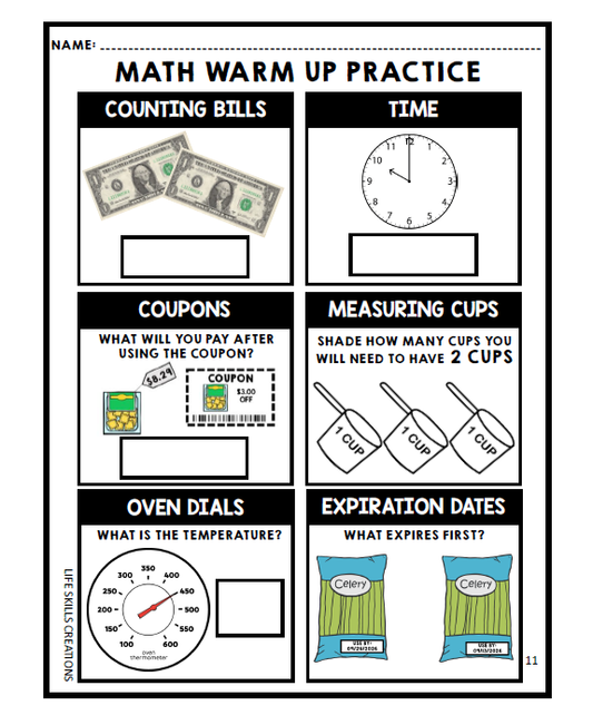 Math Warm Ups - Life Skills - Daily Work - Bundle