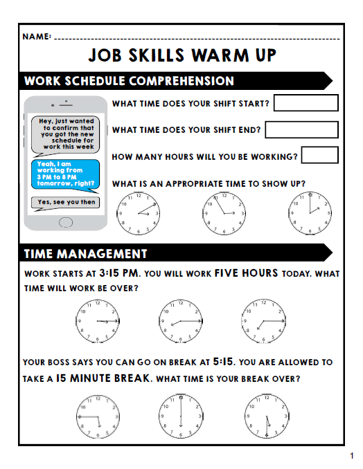 Job Skills - Life Skills Warm Ups - Vocational Skills - BUNDLE # 2