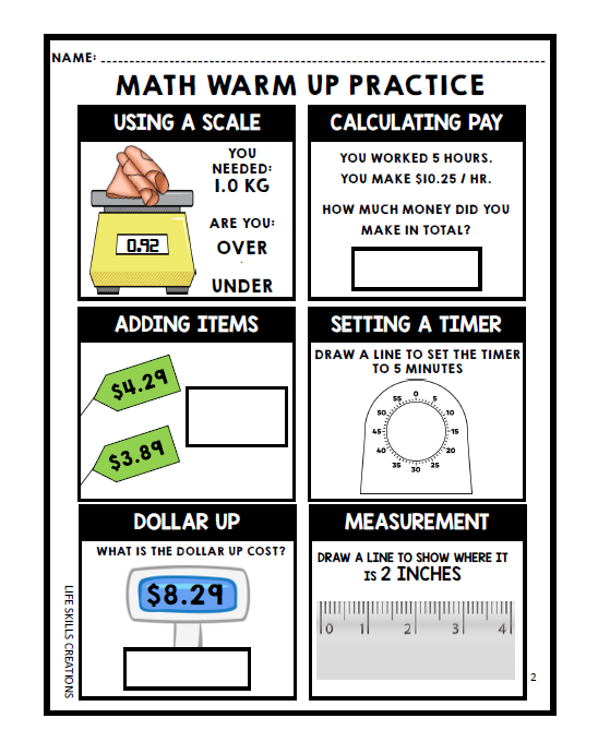 CANADIAN Math Warm Ups - Life Skills - Daily Work - Bundle