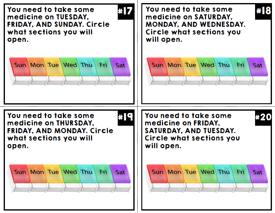 Life Skills Task Cards - Medicine Safety - Special Education - Reading - Math