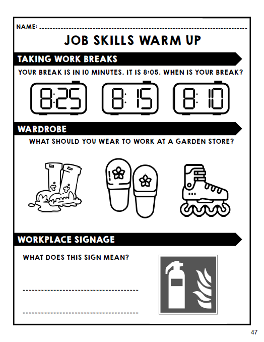 Job Skills - Life Skills Warm Ups - Vocational Skills - BUNDLE # 2