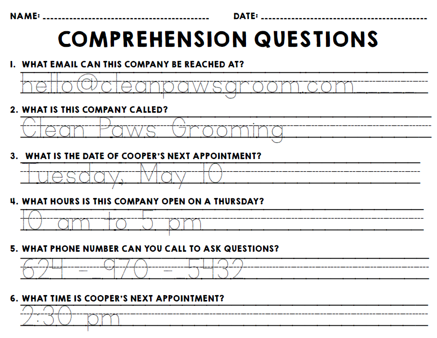 Life Skills - Real World Documents - Reading Comprehension Worksheets