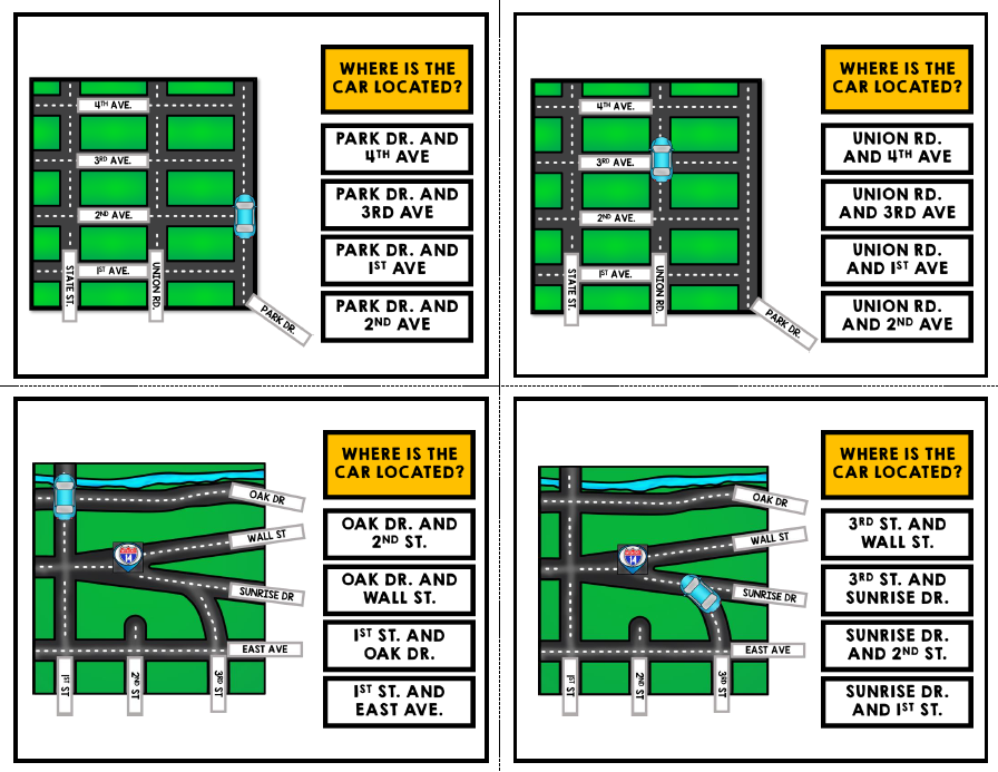 Life Skills - Task Cards - Map Skills Special Education - Road Intersections