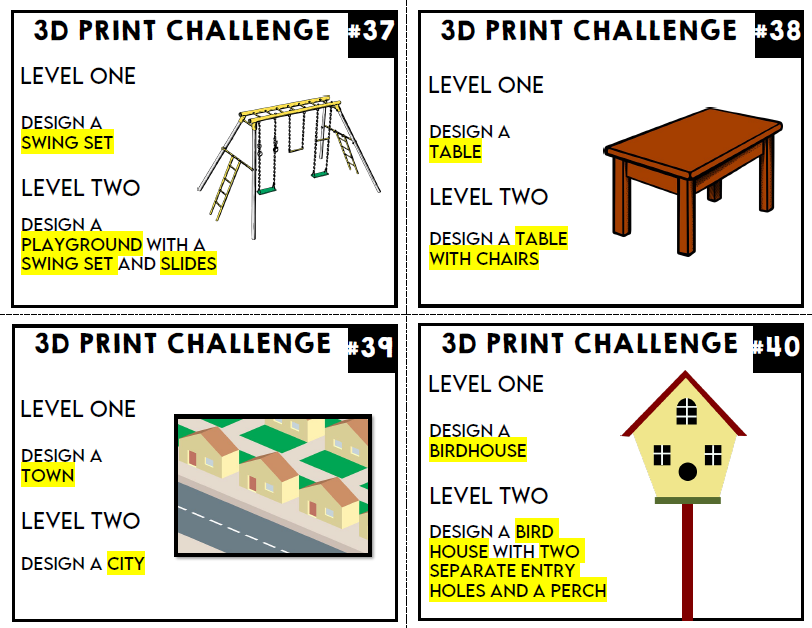 3D Printing Task Card Prompts