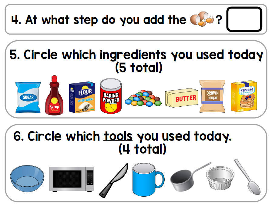 Life Skills Visual Recipe and Task Analysis - Microwave Cookie