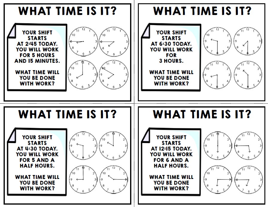 Life Skills - Task Cards - Time - Elapsed Time - Special Education - Unit Four