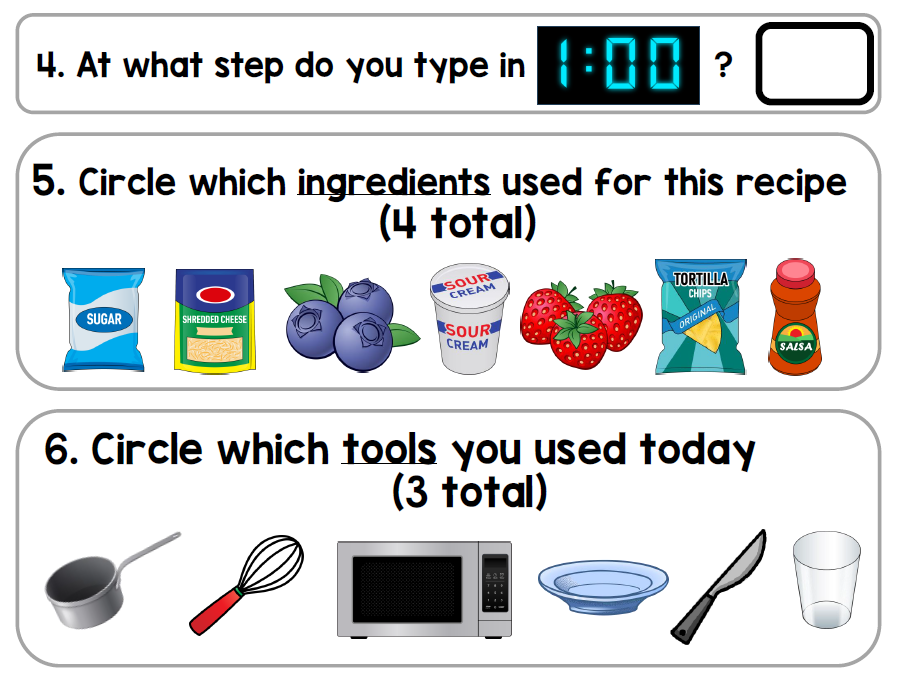 Life Skills Visual Recipe and Task Analysis - Microwave Nachos
