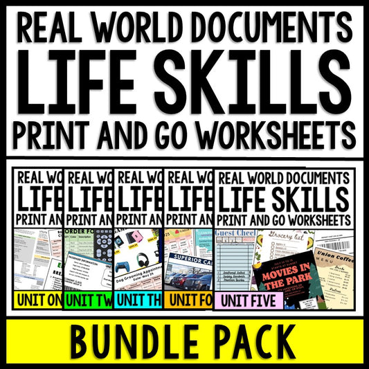 Life Skills - Real World Documents - Reading Comprehension BUNDLE