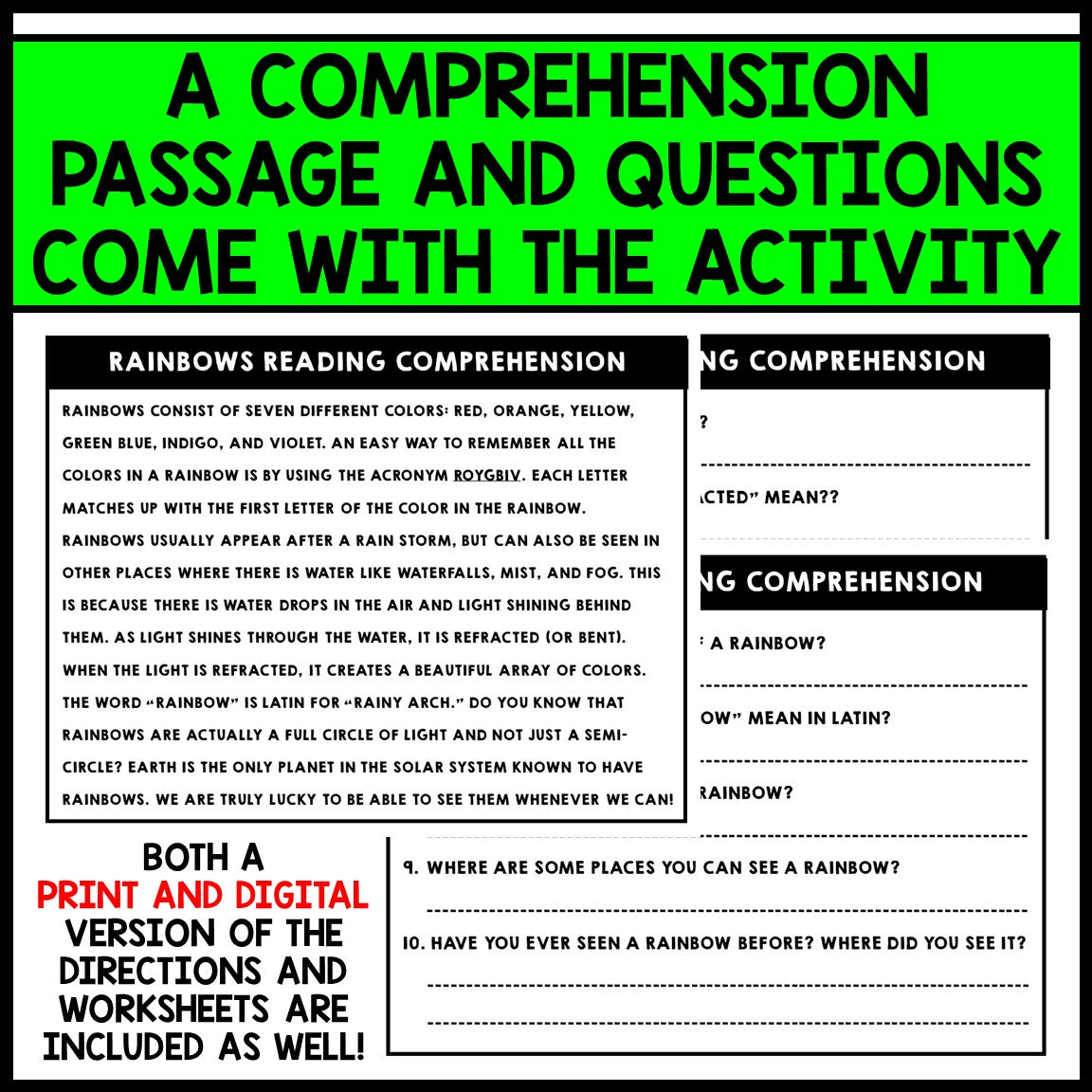 Crystal Rainbow - St. Patrick's Day Science STEM Art - Reading Comprehension