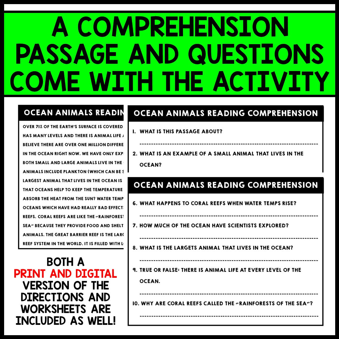 Under the Sea Ocean Craft - Hidden Pictures - Reading Comprehension