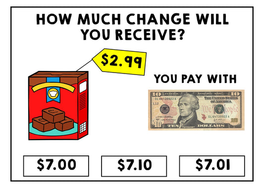 Life Skills - Task Cards - Shopping - Money - Calculating Change - GOOGLE
