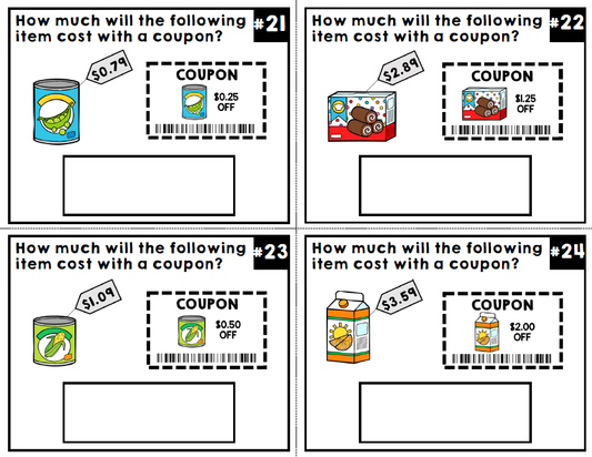 Life Skills - Task Cards - FREEBIE - Shopping - Coupons - Money - Grocery Store