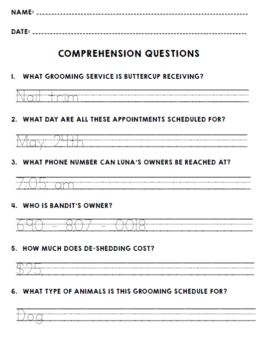 Life Skills - Real World Documents - Reading Comprehension Worksheets