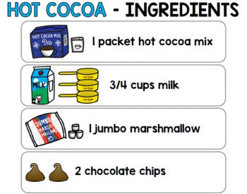 Visual Recipes - Life Skills - GOOGLE - Hot Cocoa - Autism - January - Cooking