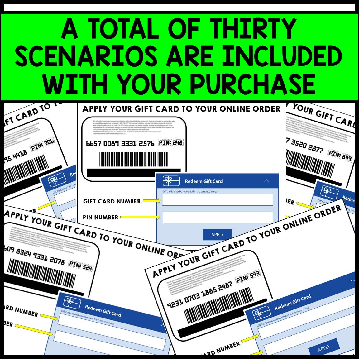 Life Skills - Gift Cards Practice - Reading - Writing - Math - Google