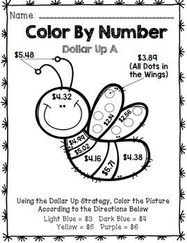 Life Skills - Color by Number - Dollar Up - Math- Money - Special Education