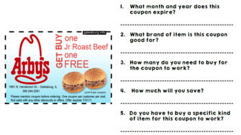 Life Skills - Shopping - Coupons - Money - Math - Grocery Store - Unit One