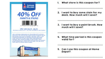 Life Skills - Shopping - Coupons - Money - Math - Grocery Store - Unit One