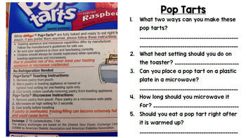 Life Skills - Reading - Cooking - Food Prep Directions - Special Ed - Unit One