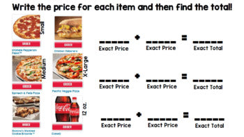 Life Skills Menu Math and Money Practice: Dominos