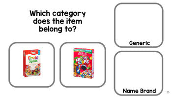 Life Skills Reading and Grocery Shopping: Name Brand versus Generic