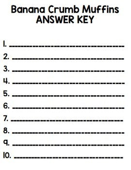Life Skills Reading - Banana Crumb Muffin Recipe Comprehension. QR Code Edition!