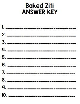 Life Skills Reading - Baked Ziti Recipe Comprehension. QR Code Edition!