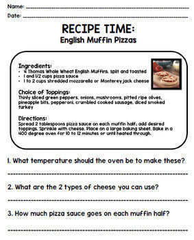 Life Skills Reading Recipe Comprehension - BUNDLE!!!!! Units 1, 2, 3, and 4!!!