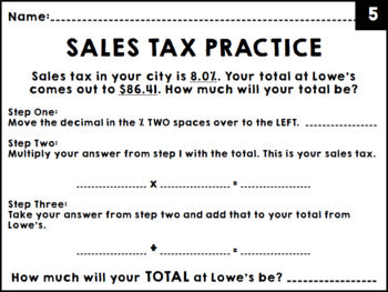 Life Skills Math, Money, and Reading: Tips, Sales Tax, and Discount BUNDLE