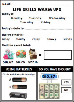 Life Skills Warm Ups - Homework - May - Mother's Day - Special Education