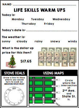 Life Skills Warm Ups: WHOLE YEAR BUNDLE - Special Education - Life Skills