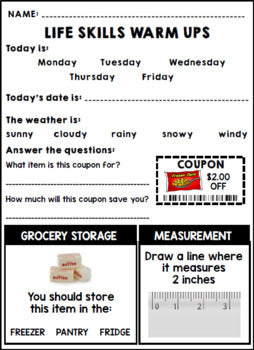 Life Skills Warm Ups - Homework - September - Back to School