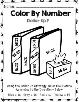 Life Skills Math and Money: Color By Number Dollar Up BACK TO SCHOOL Edition