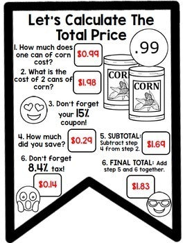 Life Skills Grocery Shopping: Figuring Out Sales Tax and Coupons {Craftivity}