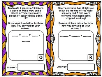 Halloween Math Word Problems - Addition - Subtraction - Special Education