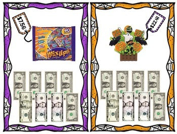 Life Skills Halloween Dollar Up Task Cards {Money} {Shopping} {Math}