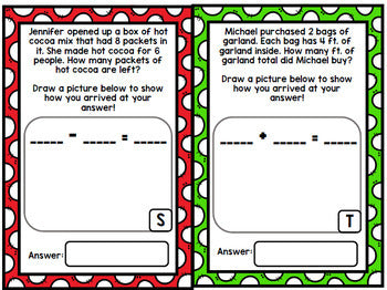 Christmas Math Word Problems - Addition - Subtraction - Special Education