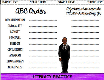Martin Luther King - Interactive Notebook - Special Education - Reading/Writing