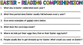 Easter Literacy - Special Education - Life Skills - Print & Go - Spring - ELA