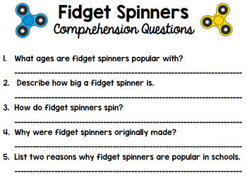 Fidget Spinners - Opinion Writing - Reading - Writing - Argumentative Writing
